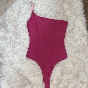 Pink One Shoulder Bodysuit
